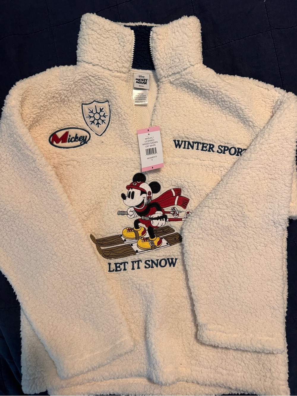 Disney Mickey Mouse Sherpa Quarter Zip NWT